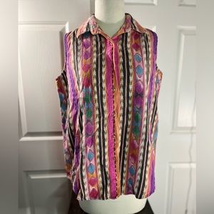 EUC Angelique's Atelier Western Wear Button-Up Sleeveless Blouse (Size Medium)
